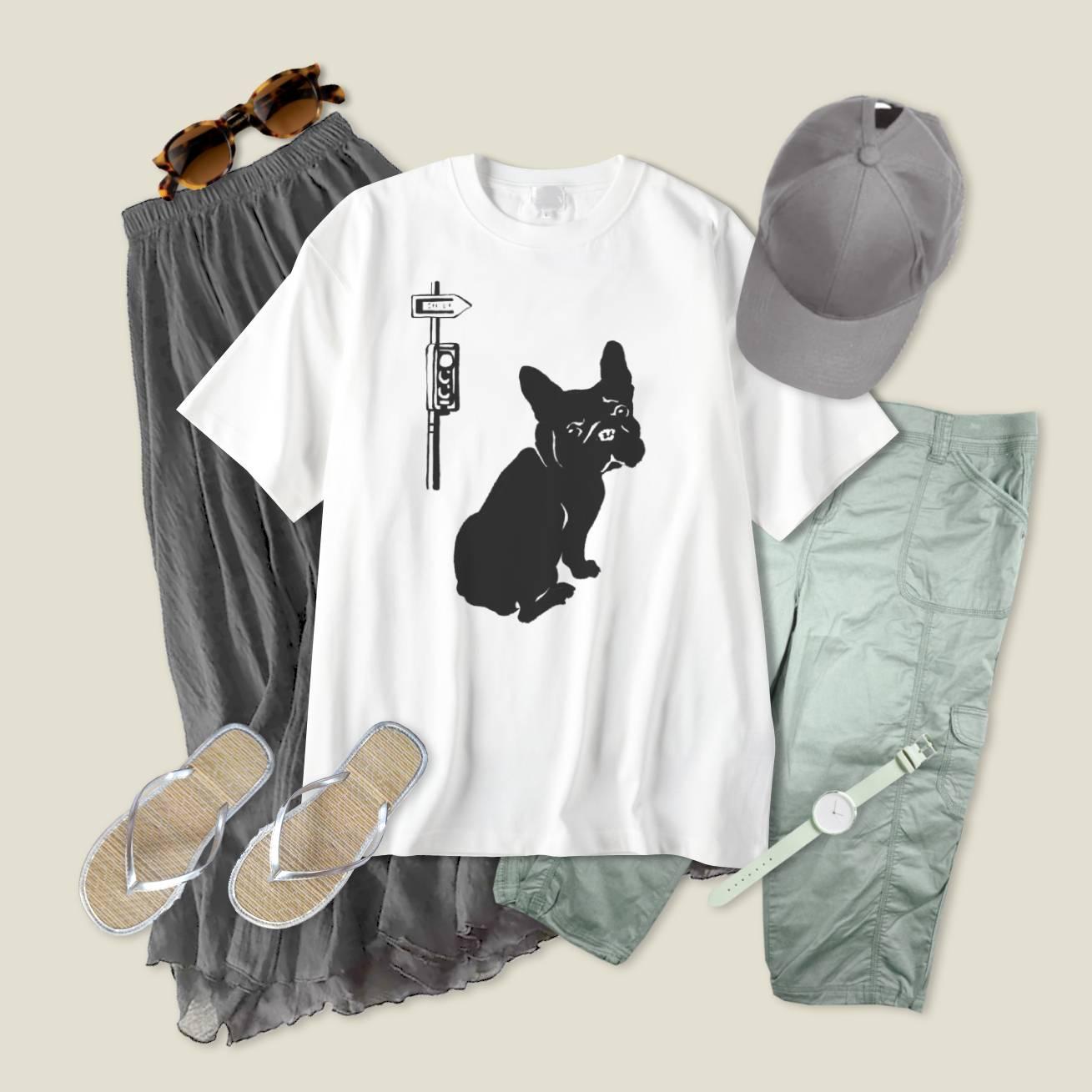 5色から選べるフレンチブルドッグTシャツ【シグナル】1枚目の画像