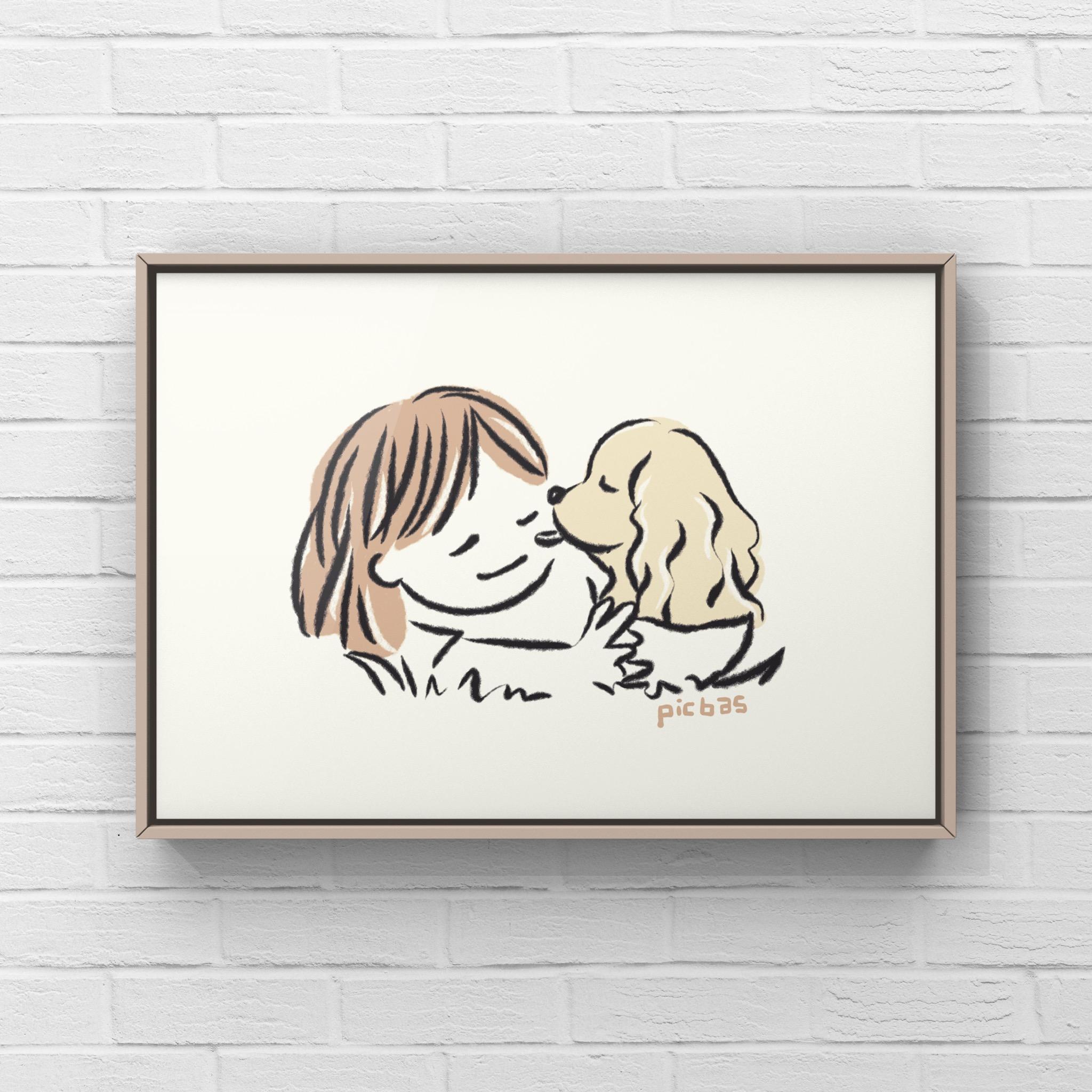 コッカースパニエル【草の上】A4イラストポスター1枚目の画像