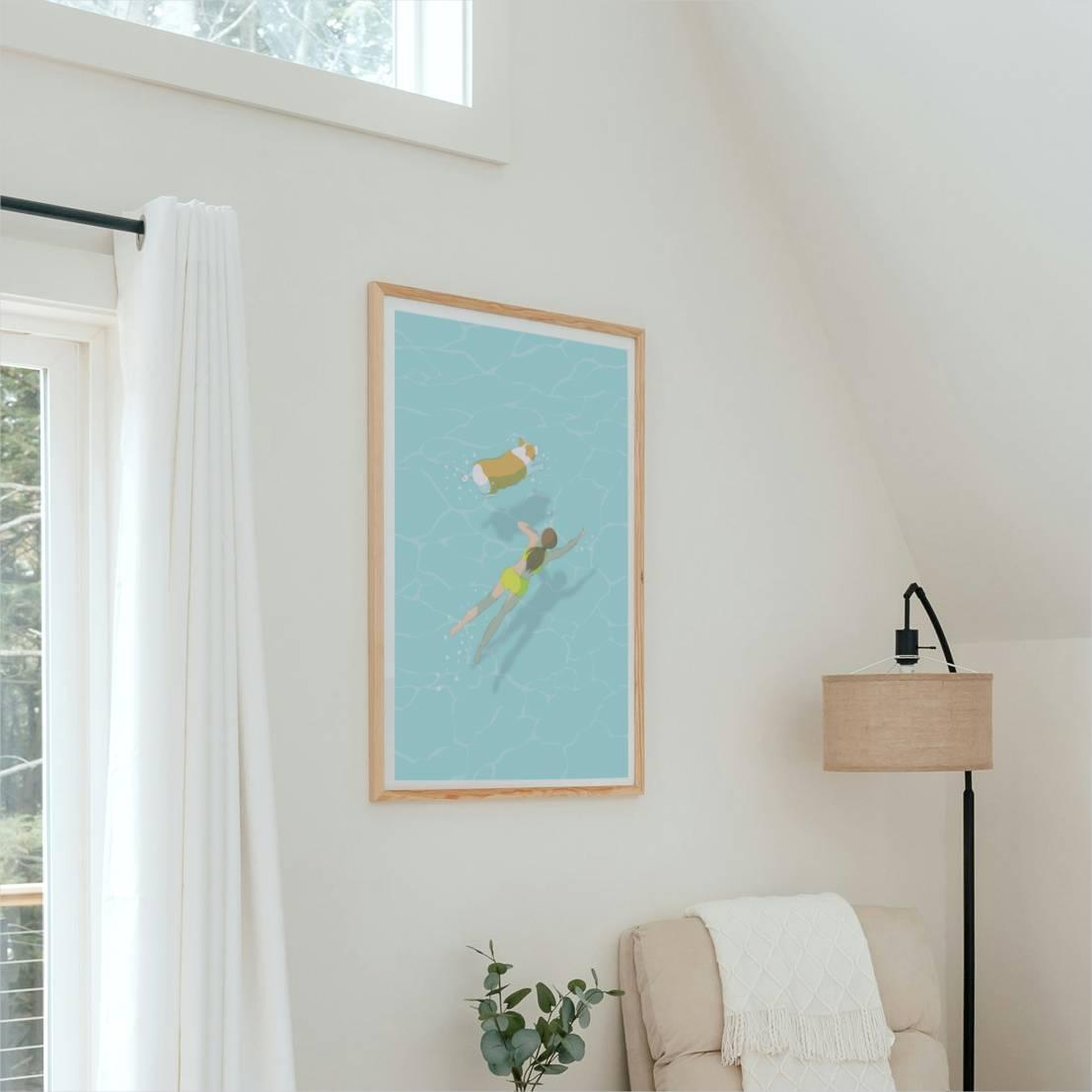 コーギー【キミと浮く日】A4ポスター1枚目の画像