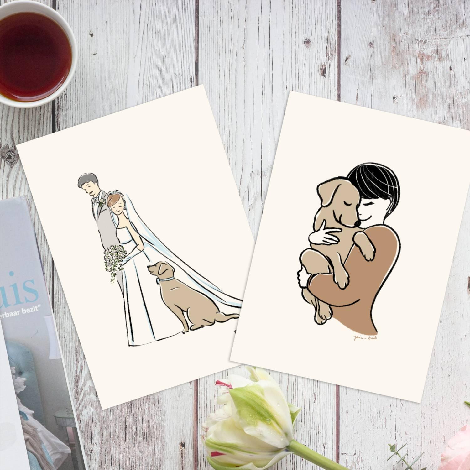 ラブラドールレトリバー【僕のお嫁さん】【誕生日】ポストカード2枚1枚目の画像