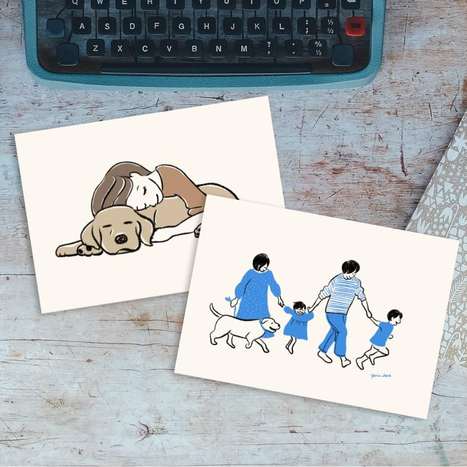 ラブラドールレトリバー【ナップタイム】【砂浜の散歩】ポストカード2枚1枚目の画像