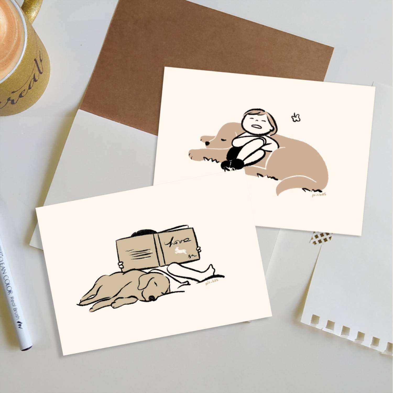 ラブラドールレトリバー【読み聞かせ】【空の下】ポストカード2枚1枚目の画像