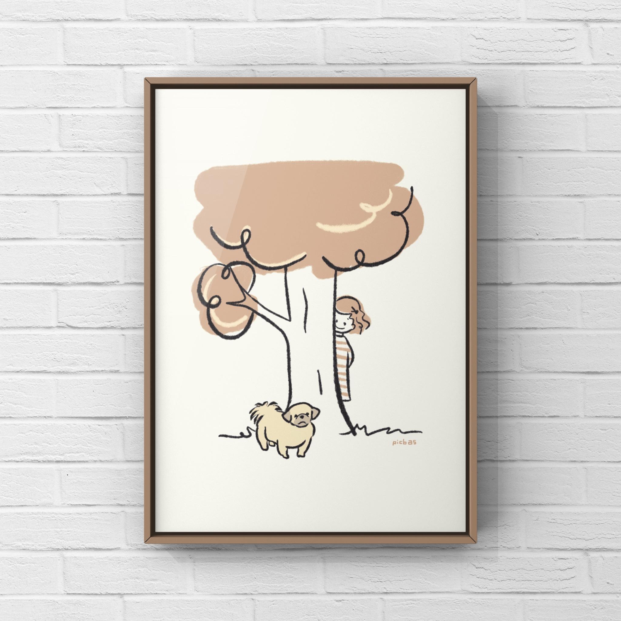 ペキニーズ【かくれんぼ】A4ポスター1枚目の画像