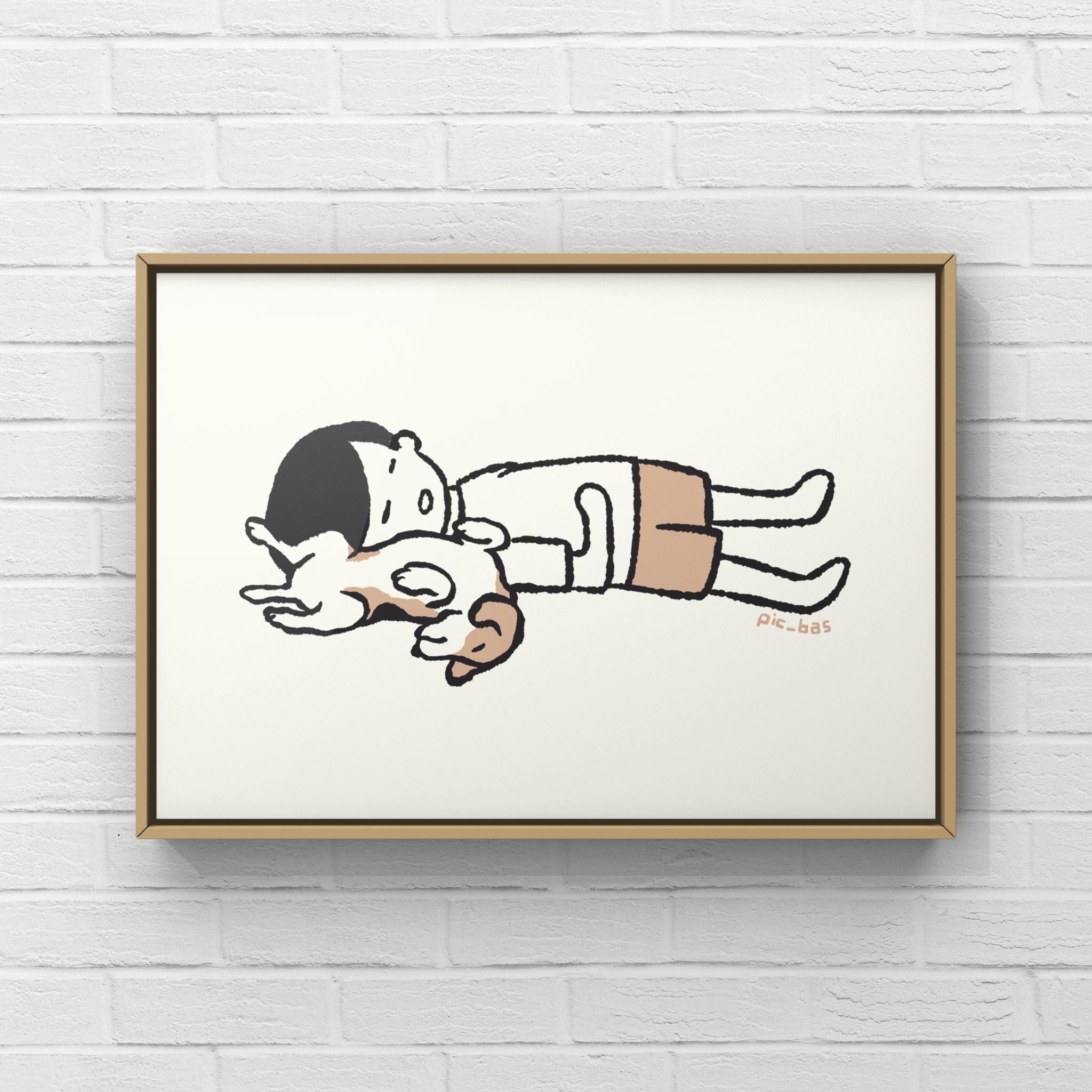 ビーグル【へそ天キック】A4イラストポスター1枚目の画像