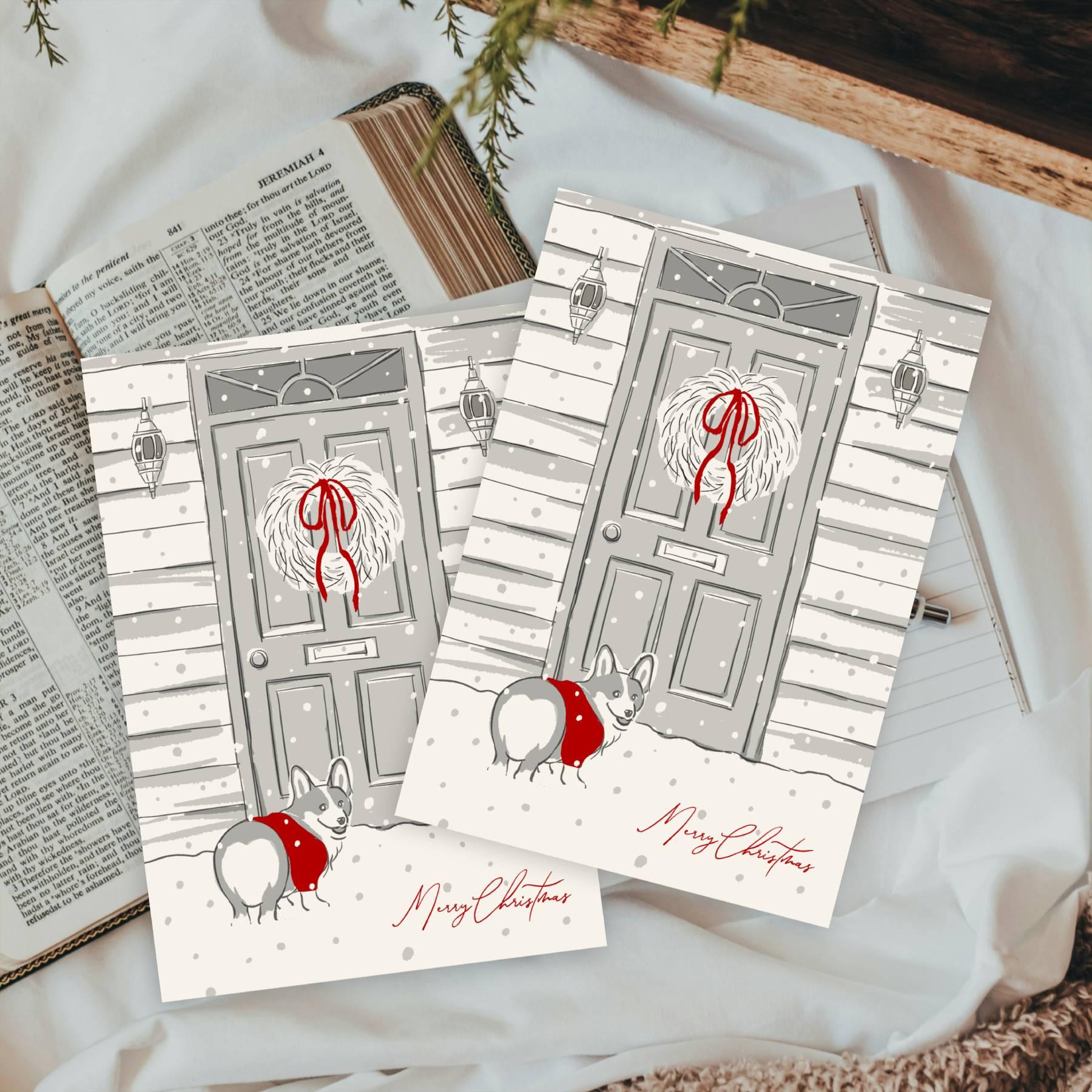 コーギー 【カミングホーム】ポストカード2枚 クリスマスカード1枚目の画像