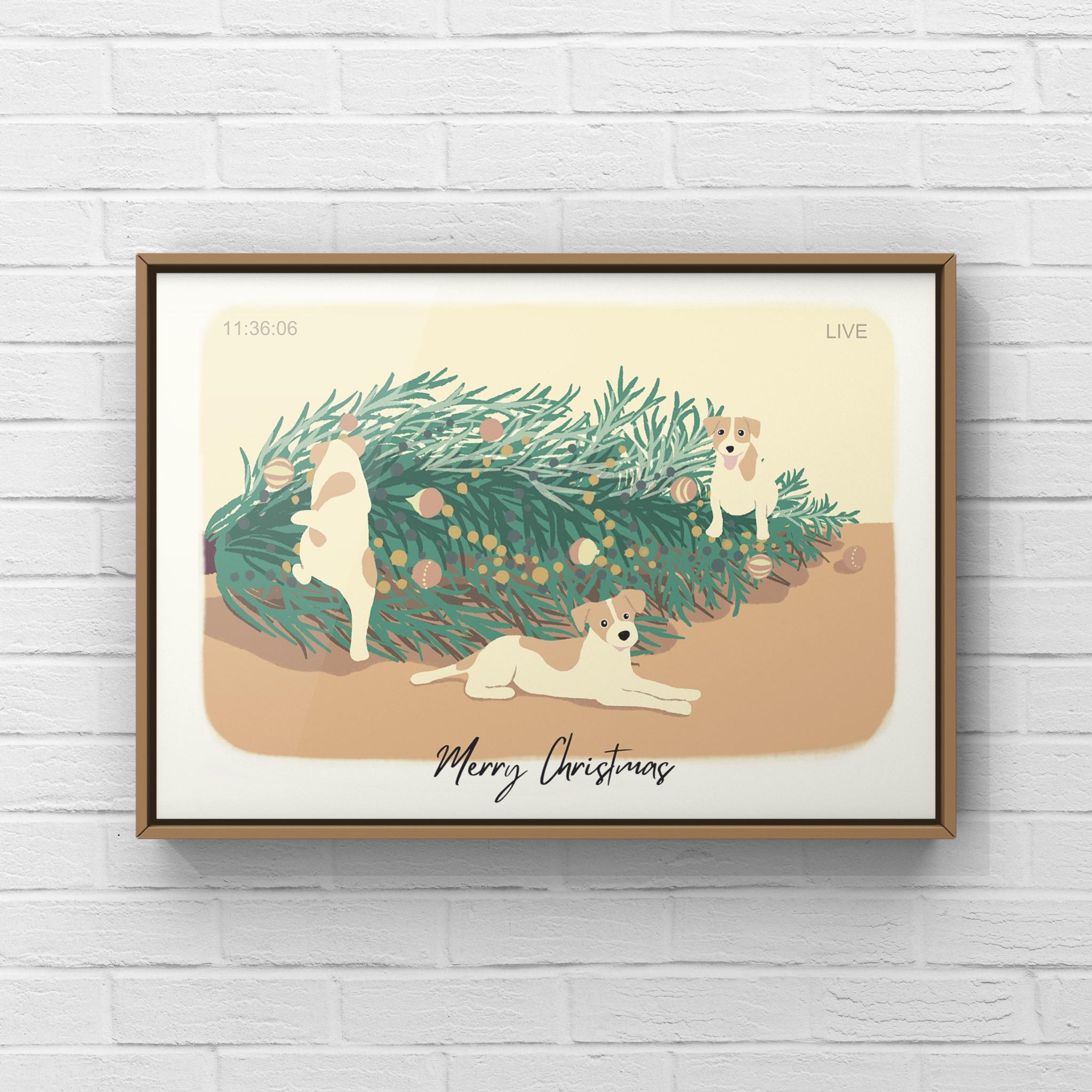 ジャックラッセルテリア【見守りカメラライブ】クリスマスA4ポスター1枚目の画像